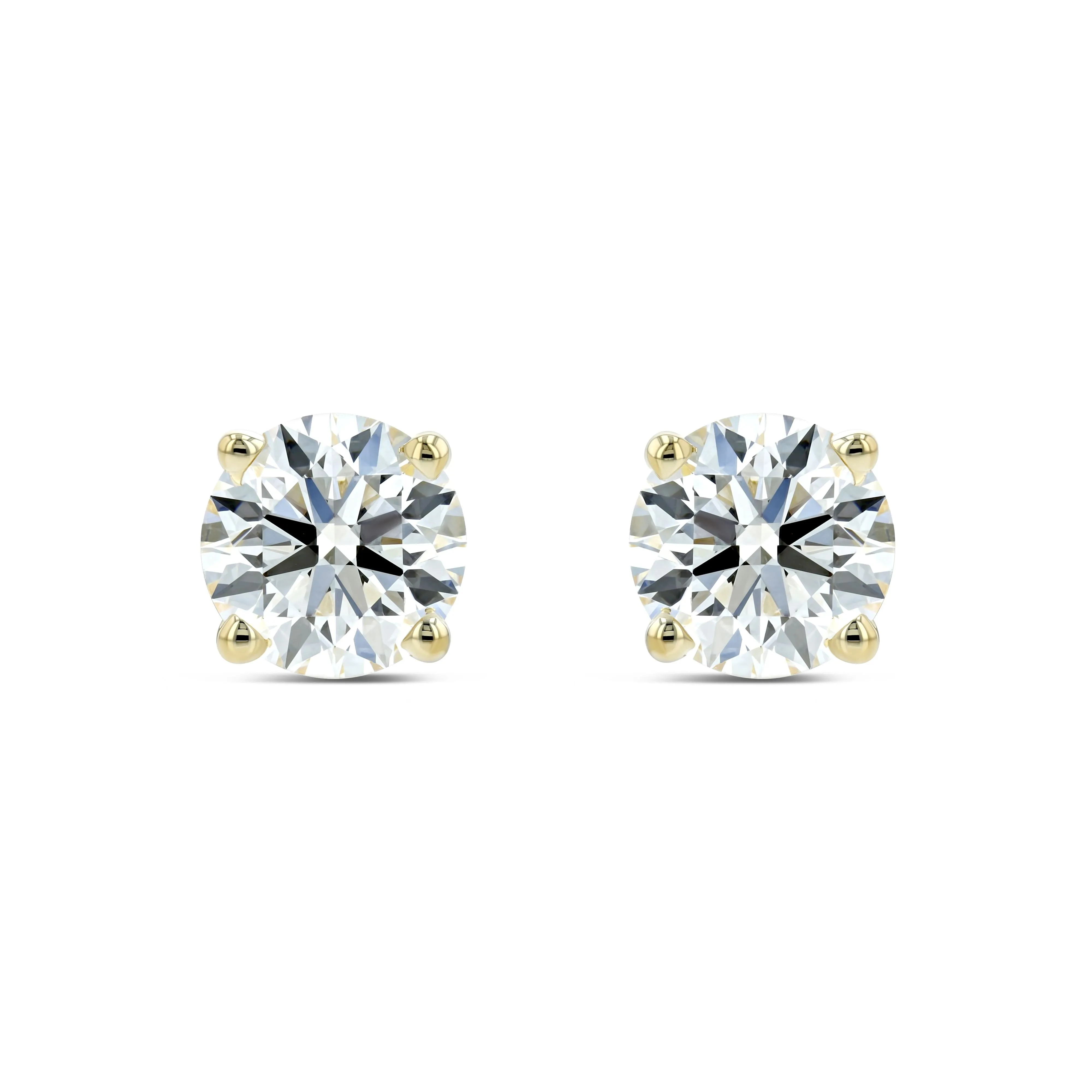 14k Yellow Gold 4-prong Round Brilliant Diamond Stud Earrings (2.09 Ct. T.w., Vs1-vs2 Clarity, H-i Color)