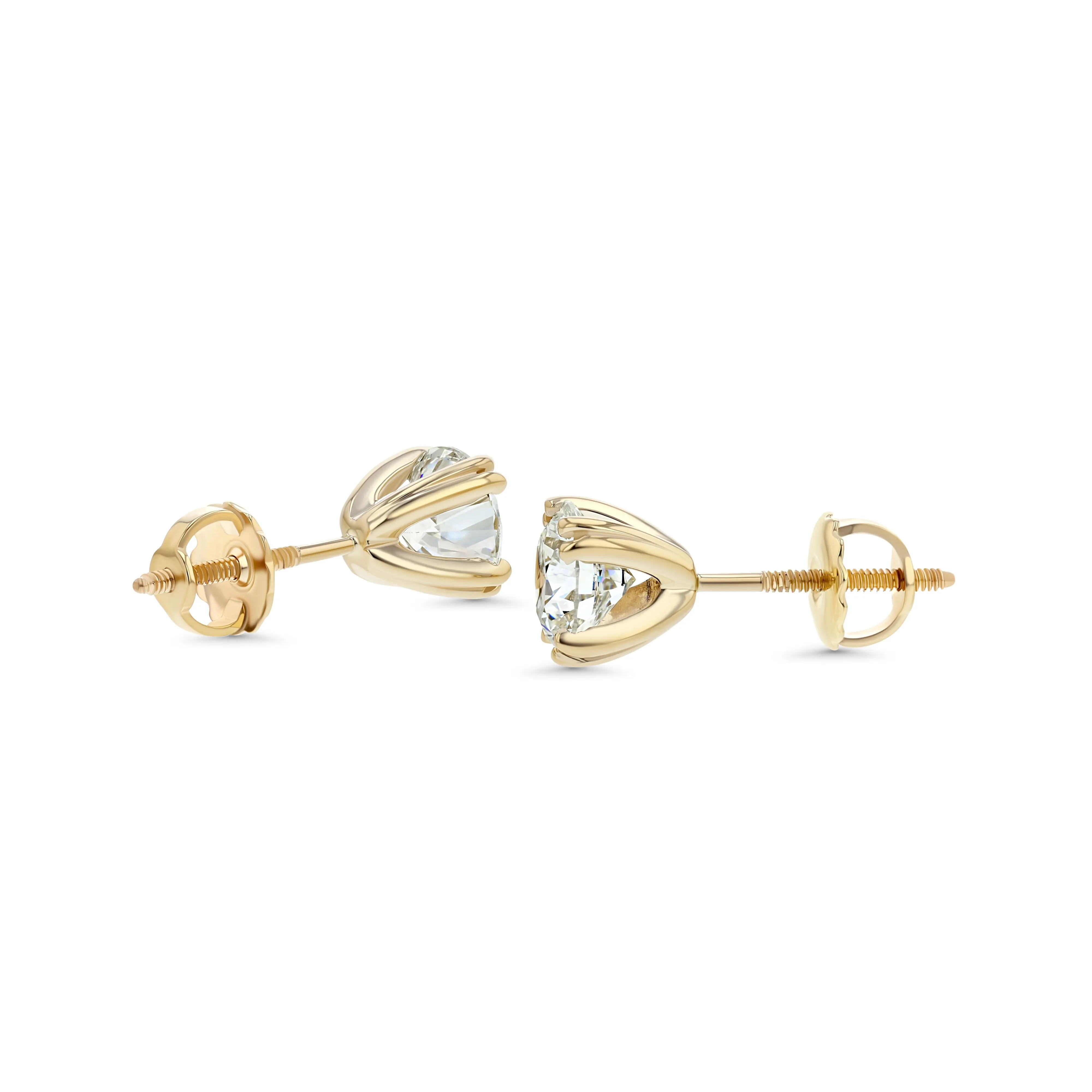 14k Yellow Gold 8-prong Round Brilliant Diamond Stud Earrings (1.06 Ct. T.w., Vs1-vs2 Clarity, H-i Color)