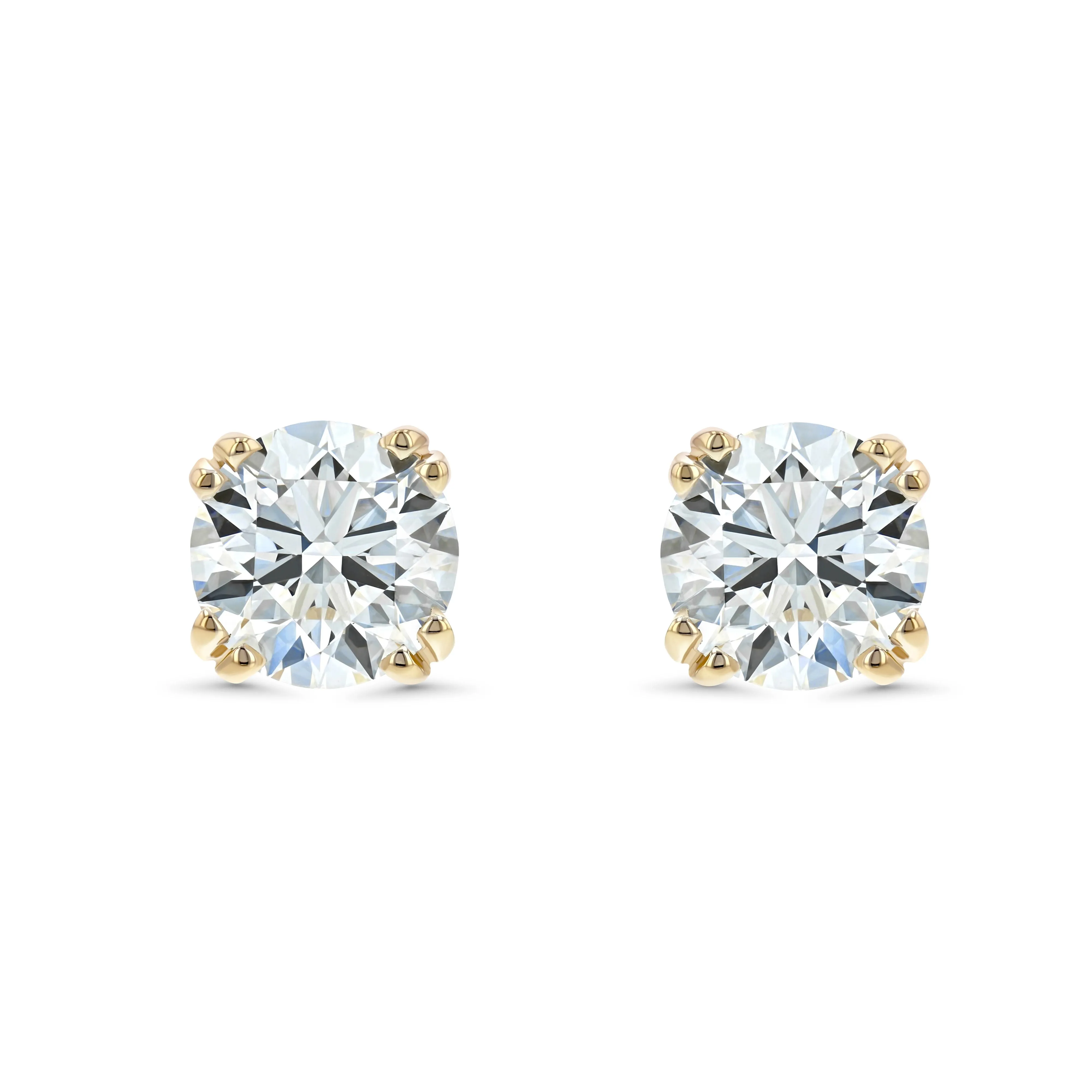 14k Yellow Gold 8-prong Round Brilliant Diamond Stud Earrings (1.06 Ct. T.w., Vs1-vs2 Clarity, H-i Color)