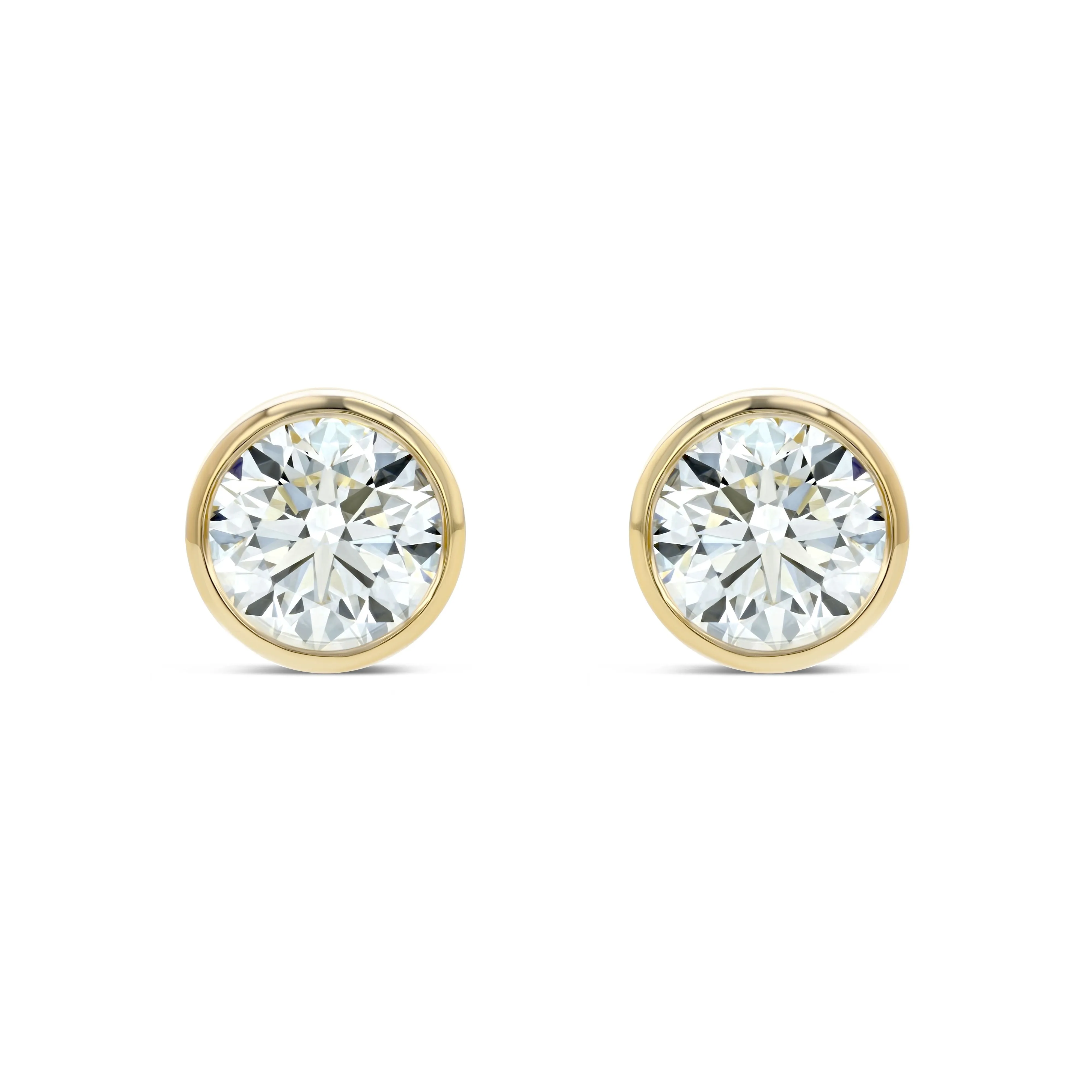 14k Yellow Gold Bezel Set Round Brilliant Diamond Stud Earrings (0.52 Ct. T.w., Si1-si2 Clarity, J-k Color)