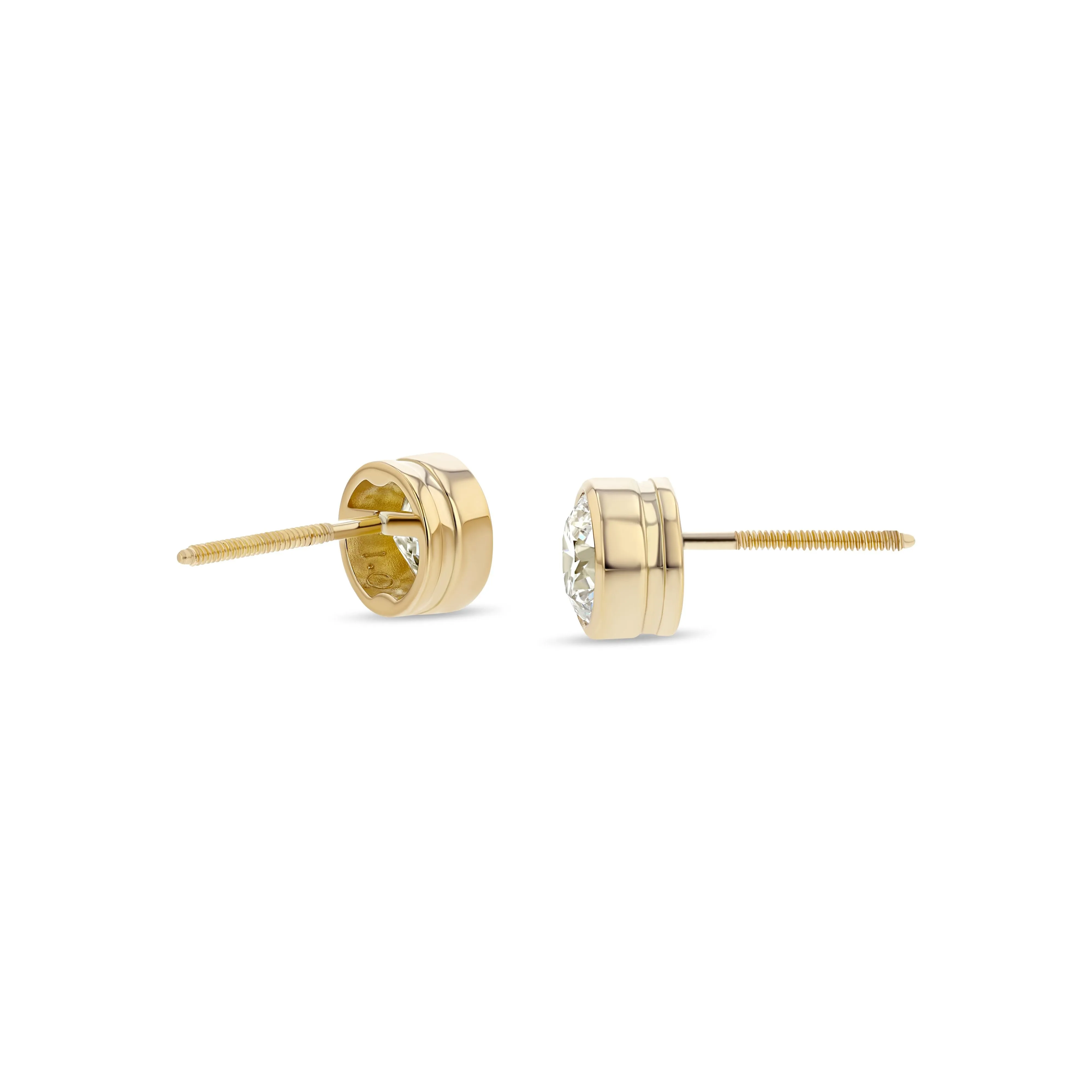 14k Yellow Gold Bezel Set Round Brilliant Diamond Stud Earrings (0.52 Ct. T.w., Si1-si2 Clarity, J-k Color)