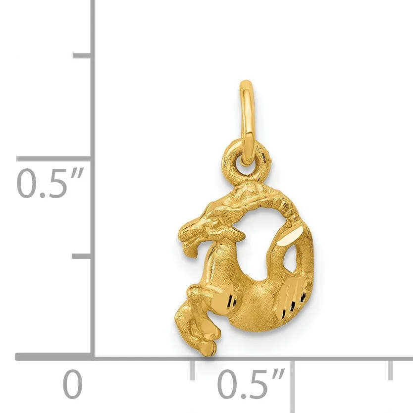 14k Yellow Gold Capricorn Zodiac Charm Pendant