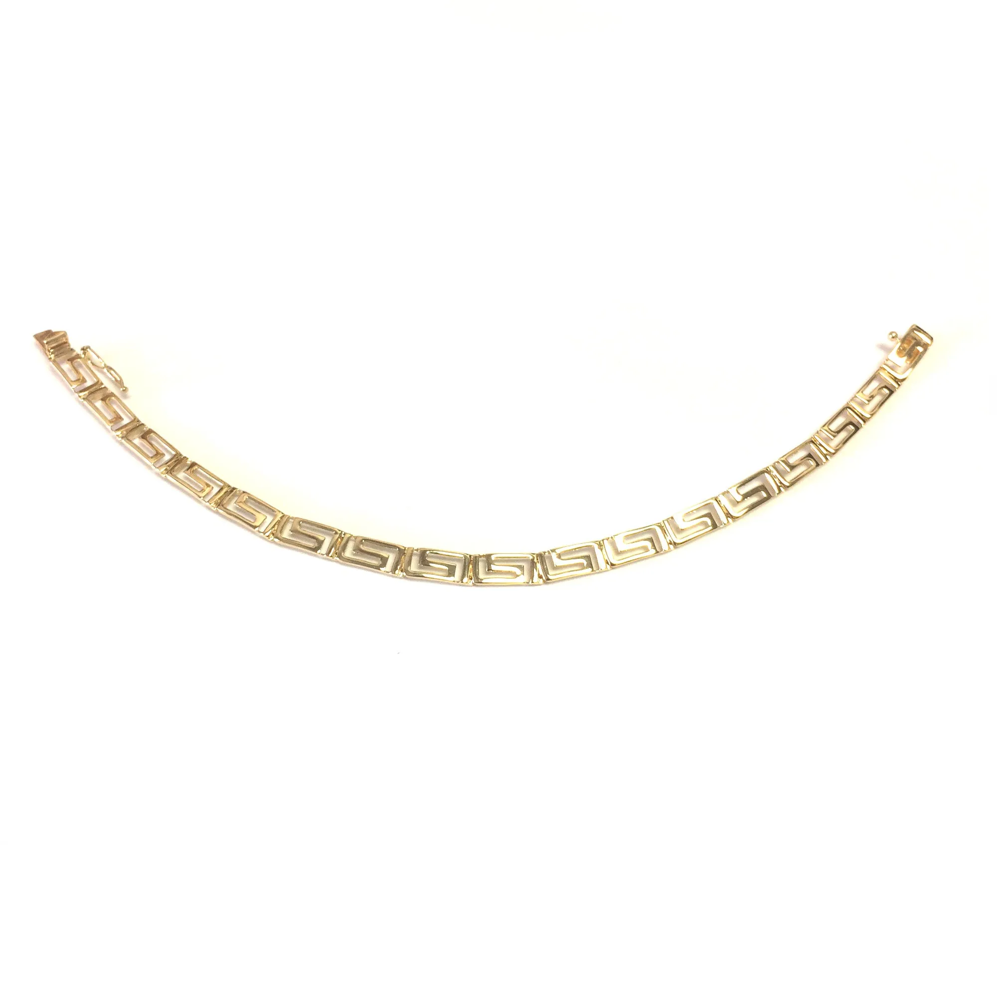 14k Yellow Gold Greek Key Link Bracelet, 7.25"