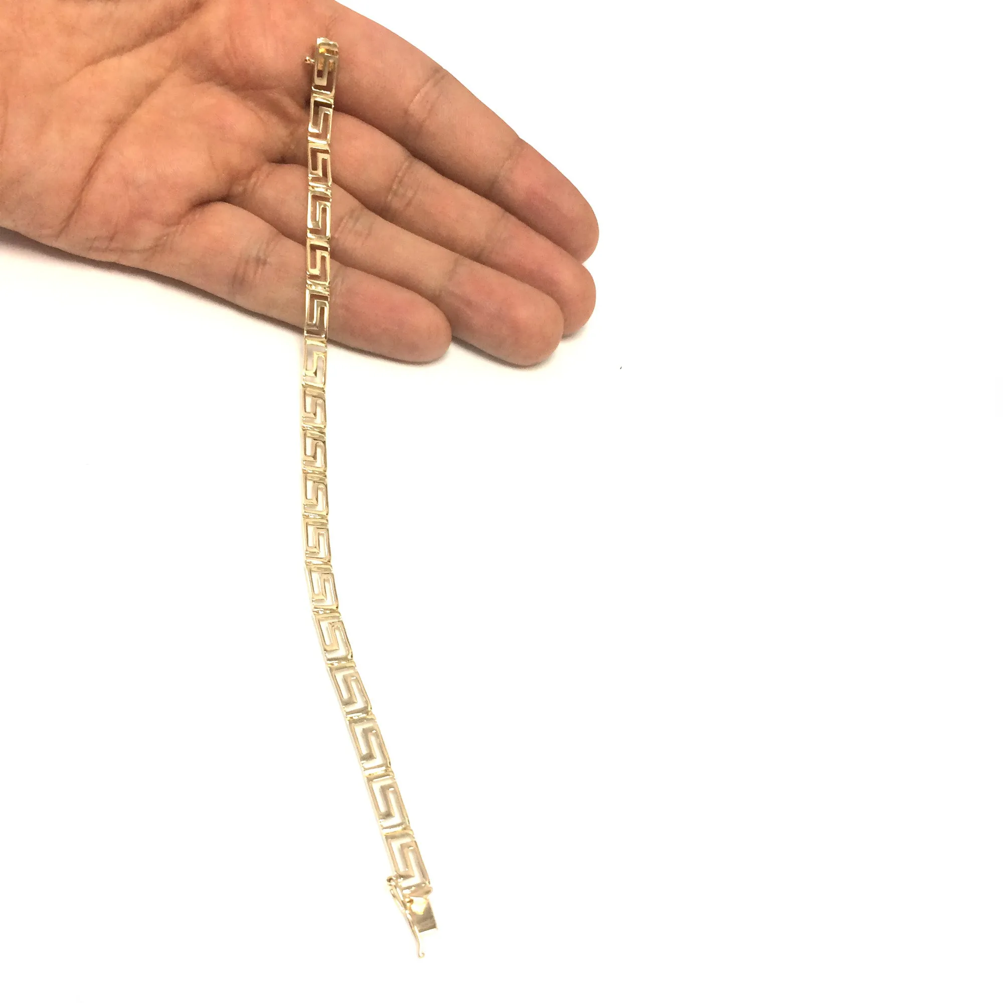 14k Yellow Gold Greek Key Link Bracelet, 7.25"