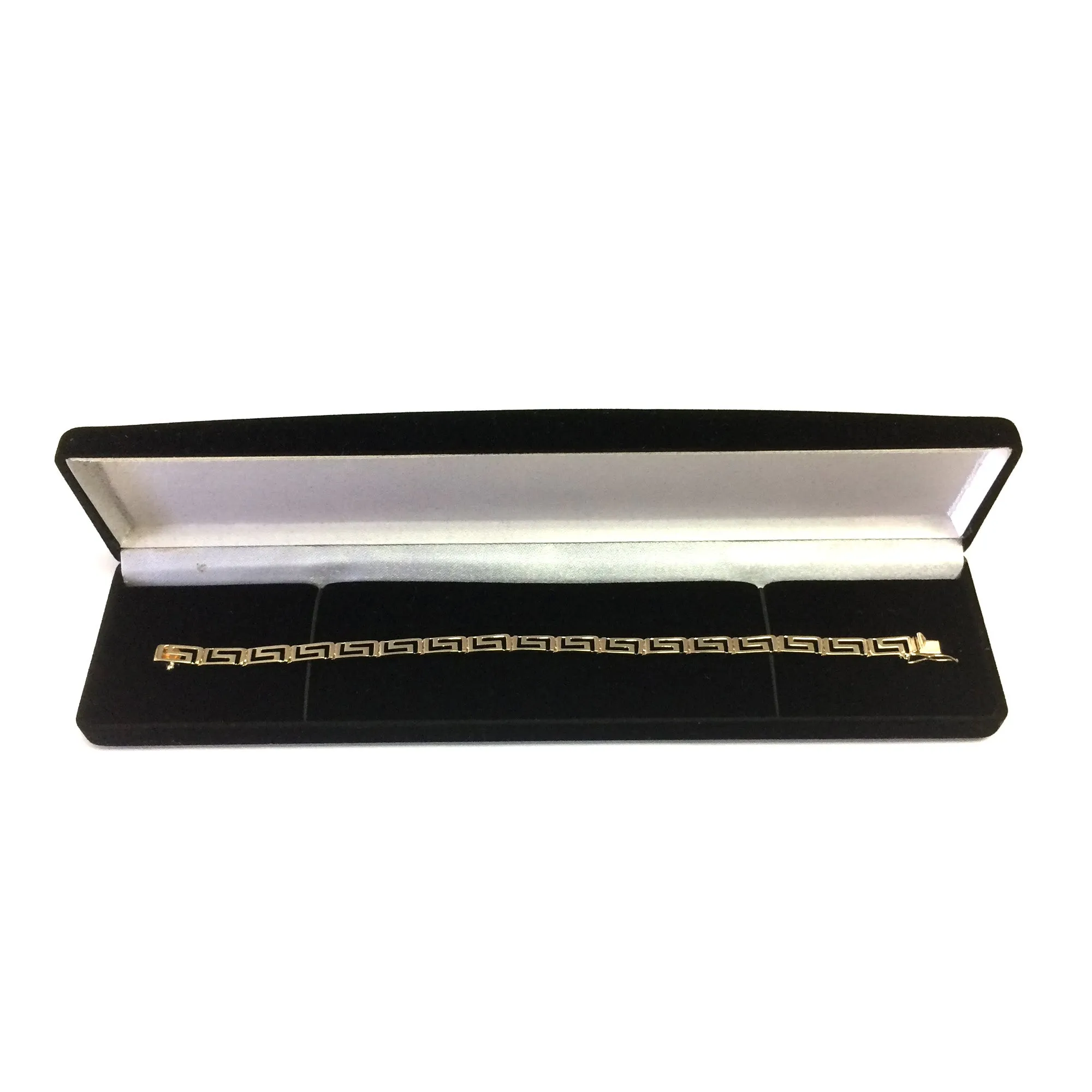 14k Yellow Gold Greek Key Link Bracelet, 7.25"