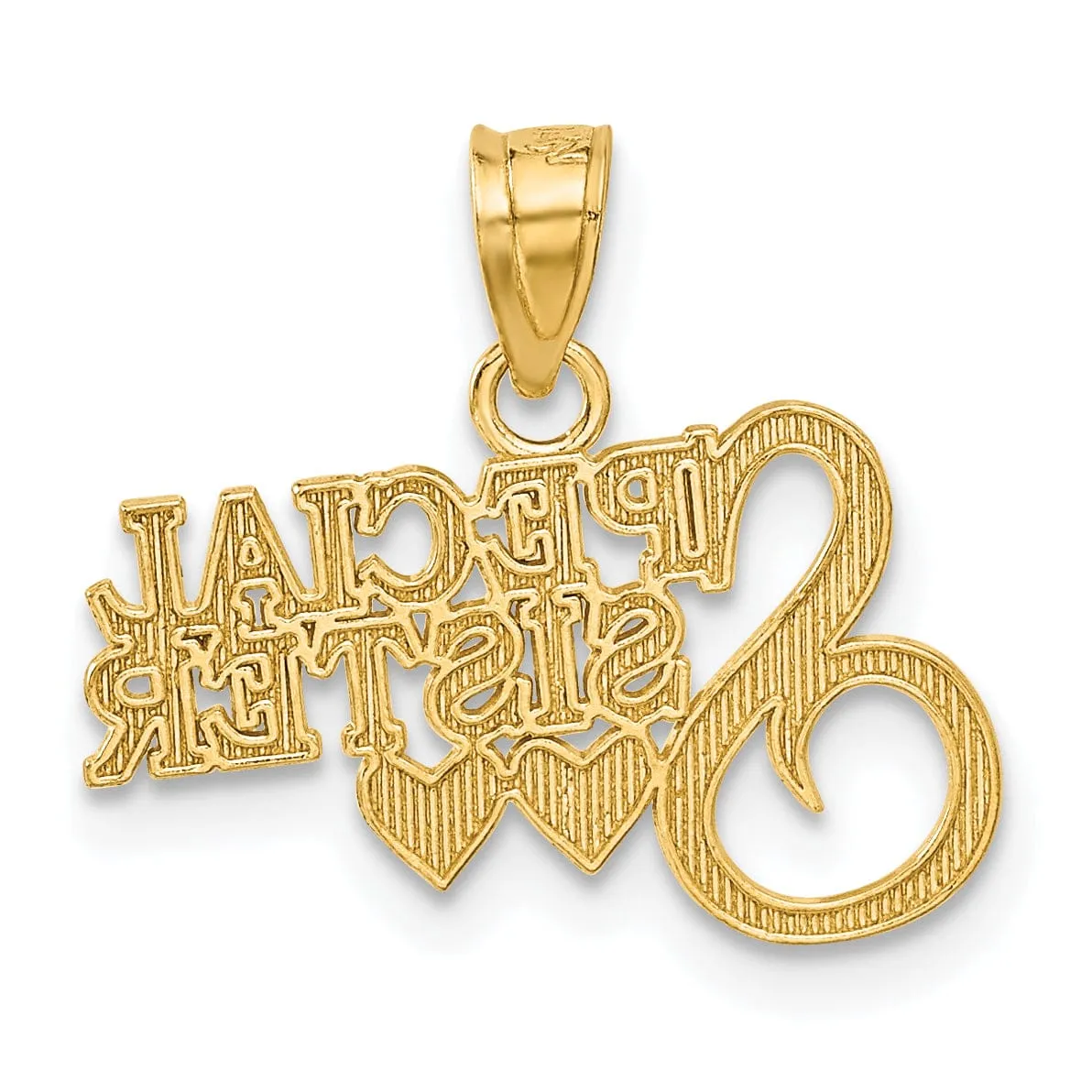 14K Yellow Gold Solid Polished Diamond Cut Finish Special Sister 2- Heart Design Charm Pendant