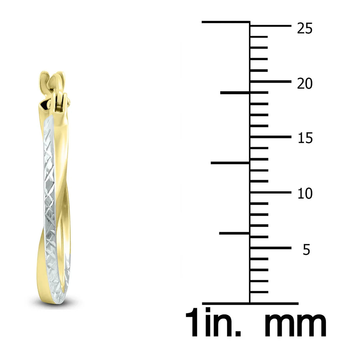 14K Yellow Gold Two Toned Twisted Hoop Earrings