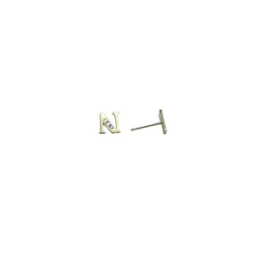 14kt Yellow Gold CZ Initial N Stud Earrings