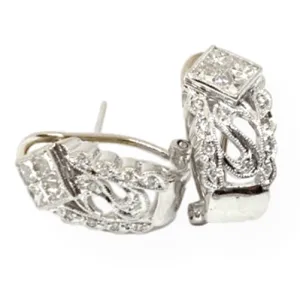 14KW 1CTW Diamond Omega French Clip Huggie Earrings Estate