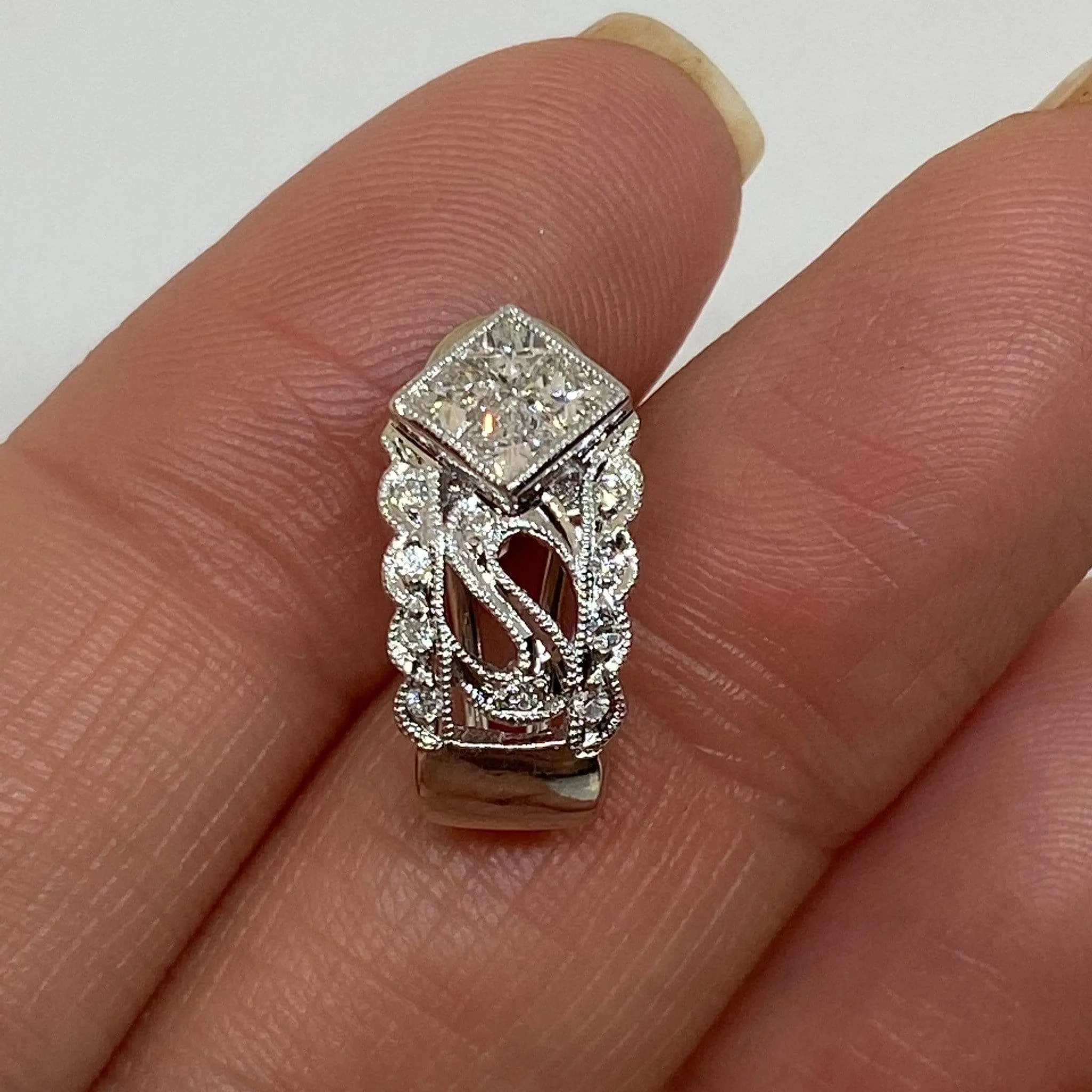14KW 1CTW Diamond Omega French Clip Huggie Earrings Estate
