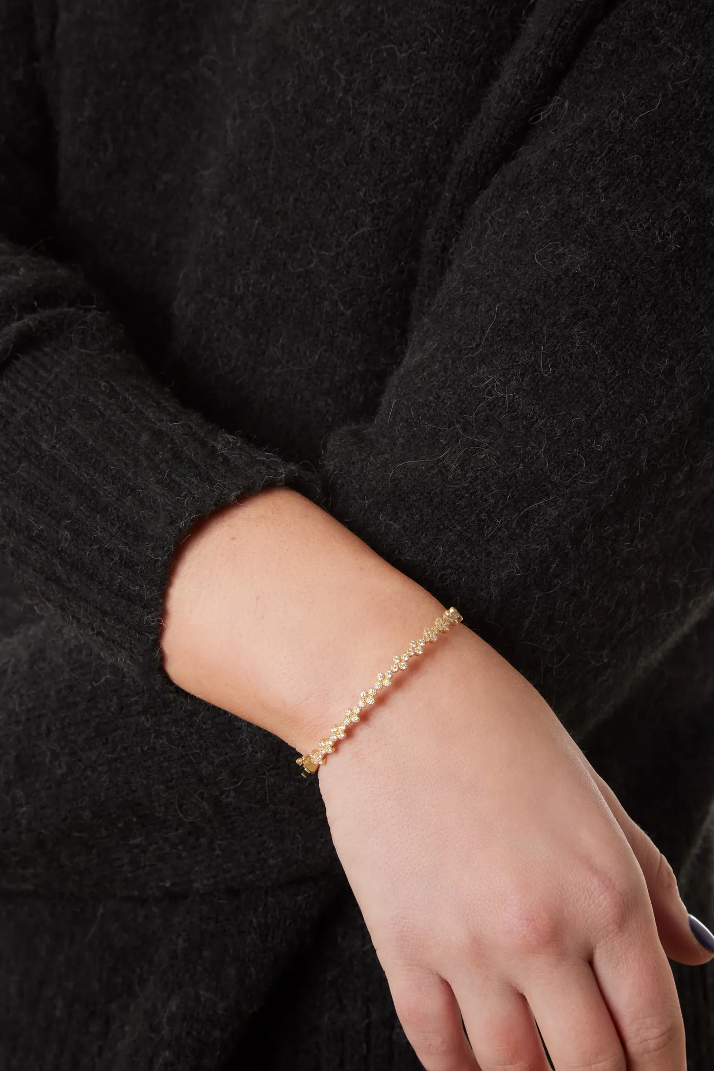 14KY Halfway Quad Diamond Bangle