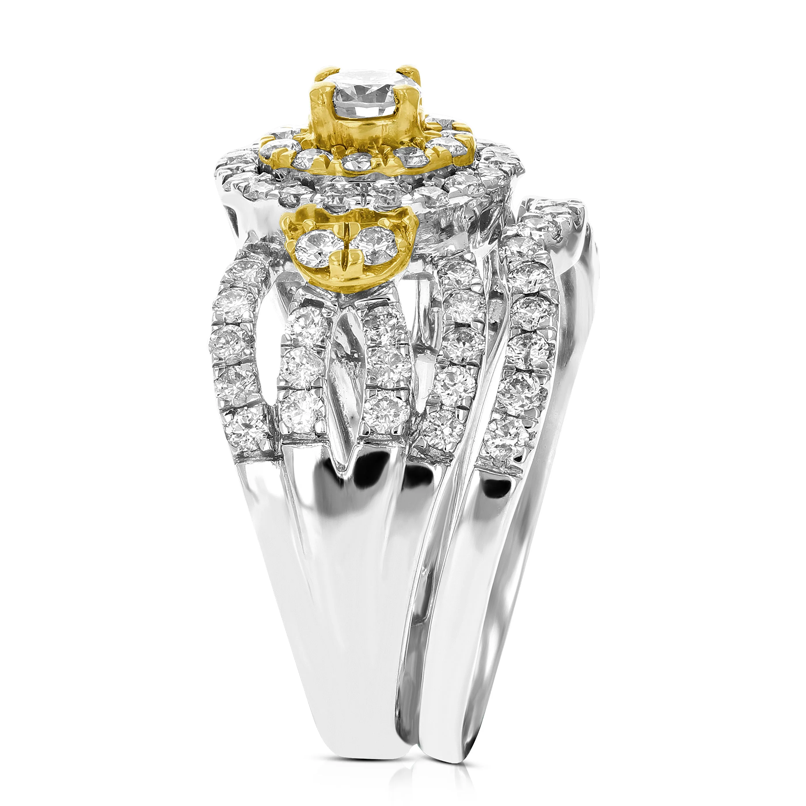 1.50 cttw Diamond Bridal Rings Set in Tow Tone Gold