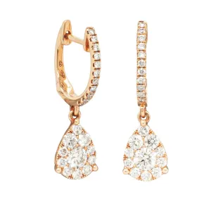 18ct Rose Gold .82ct Diamond Huggie Drop Earrings