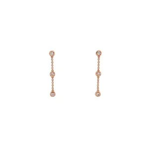 18ct Rose Gold Diamond Station Drop Earrings