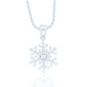 18ct White Gold 0.29ct Diamond Snowflake Necklace