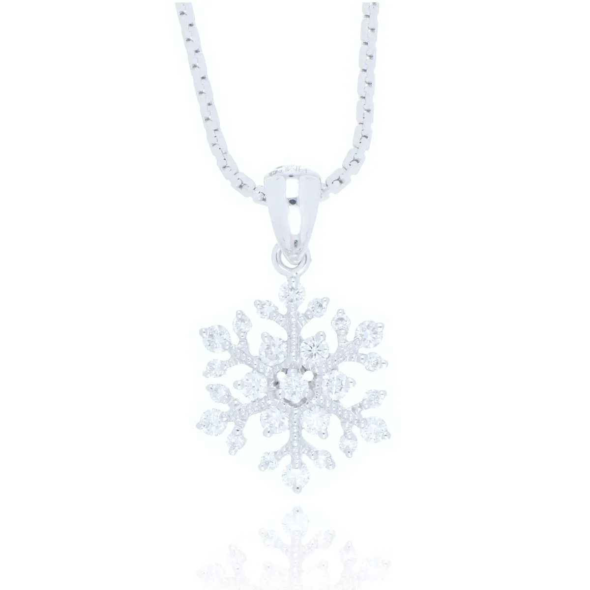 18ct White Gold 0.29ct Diamond Snowflake Necklace