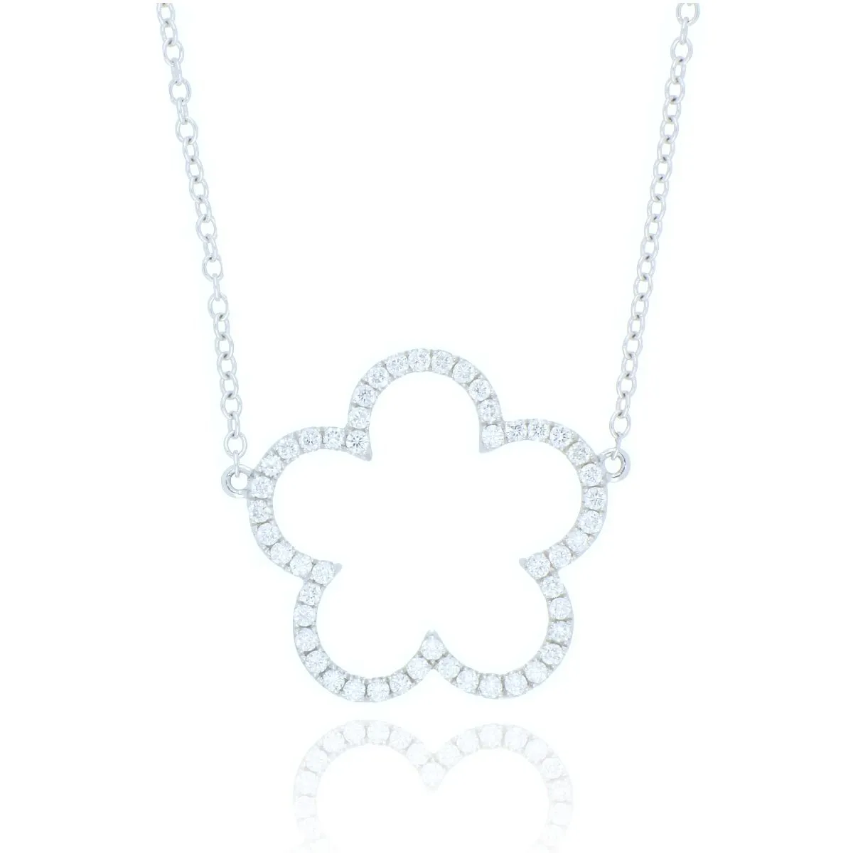18ct White Gold 0.46ct Diamond Flower Necklace
