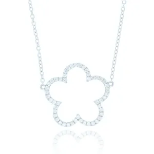 18ct White Gold 0.46ct Diamond Flower Necklace