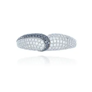 18ct White Gold 0.71ct Black And White Diamond Cluster Ring