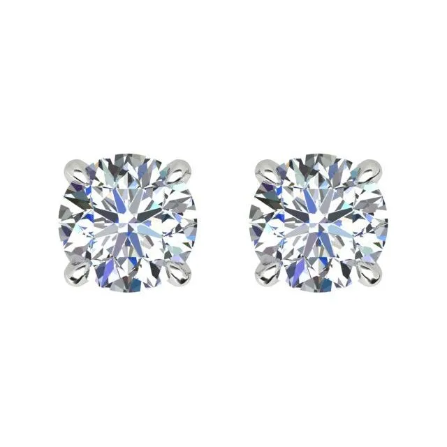 18ct White Gold 1.00ct Round Brilliant Diamond Stud Earrings