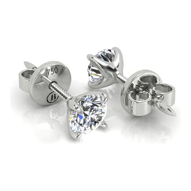 18ct White Gold 1.00ct Round Brilliant Diamond Stud Earrings