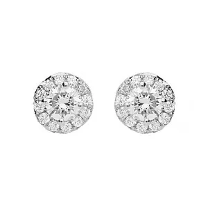 18ct White Gold Brilliant Pave .49ct Diamond Stud Earrings