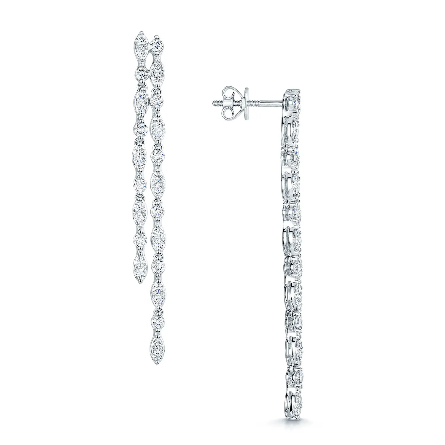 18ct White Gold Diamond Double Drop Earrings