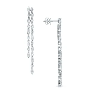 18ct White Gold Diamond Double Drop Earrings