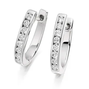 18ct White Gold F/G VS Brilliant-Cut Diamond Channel Set Hoop Earrings 0.33ct