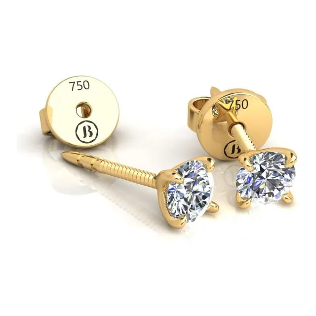 18ct Yellow Gold 0.40ct Round Brilliant Diamond Stud Earrings
