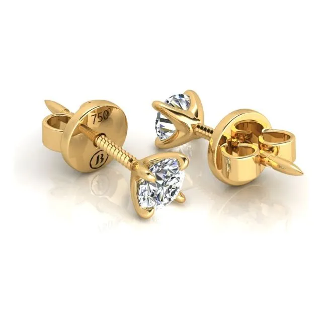 18ct Yellow Gold 0.40ct Round Brilliant Diamond Stud Earrings