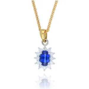 18ct Yellow Gold 0.50ct Sapphire And Diamond Cluster Necklace