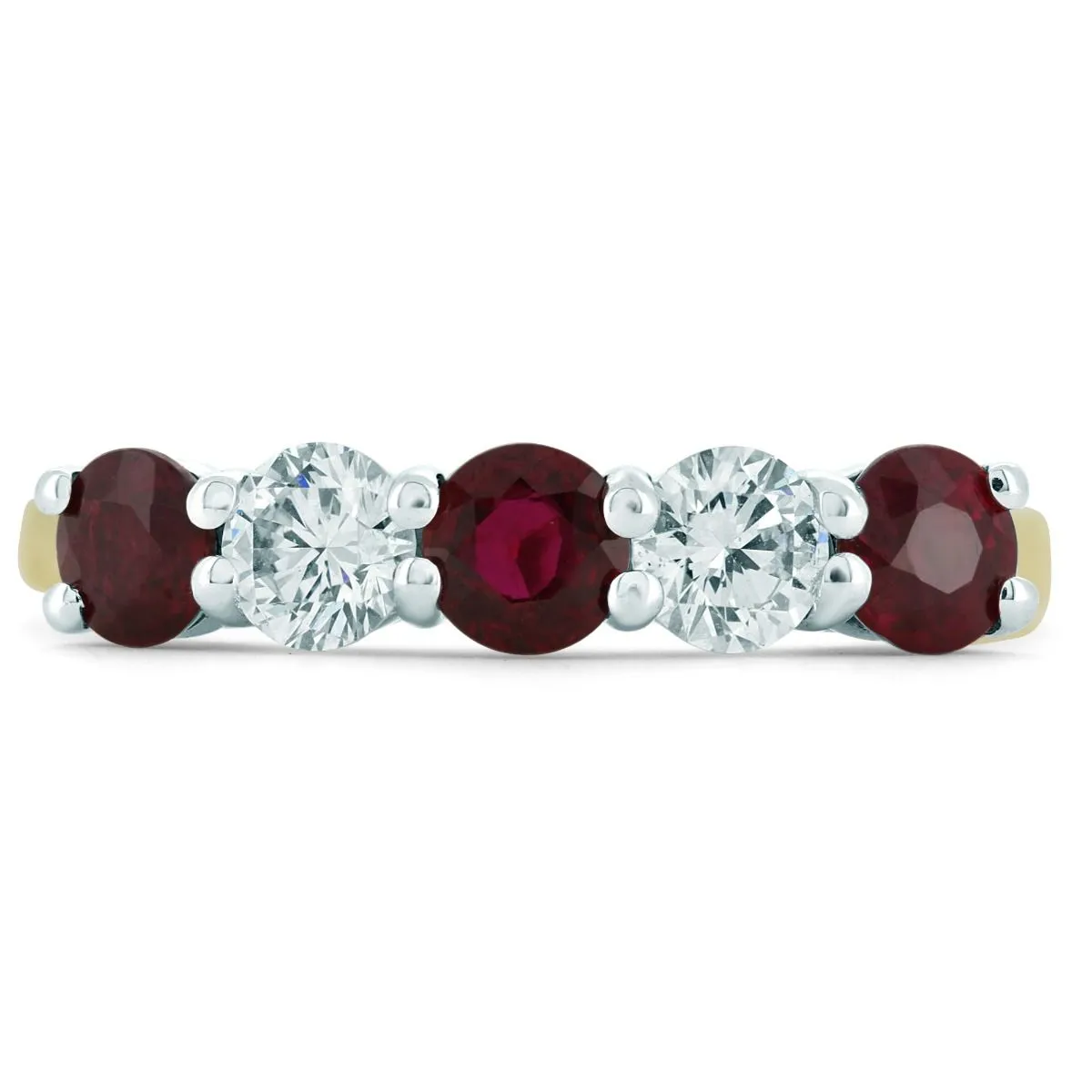 18ct Yellow Gold Ruby And Diamond 5 Stone Ring