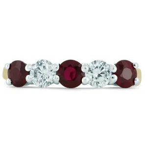 18ct Yellow Gold Ruby And Diamond 5 Stone Ring