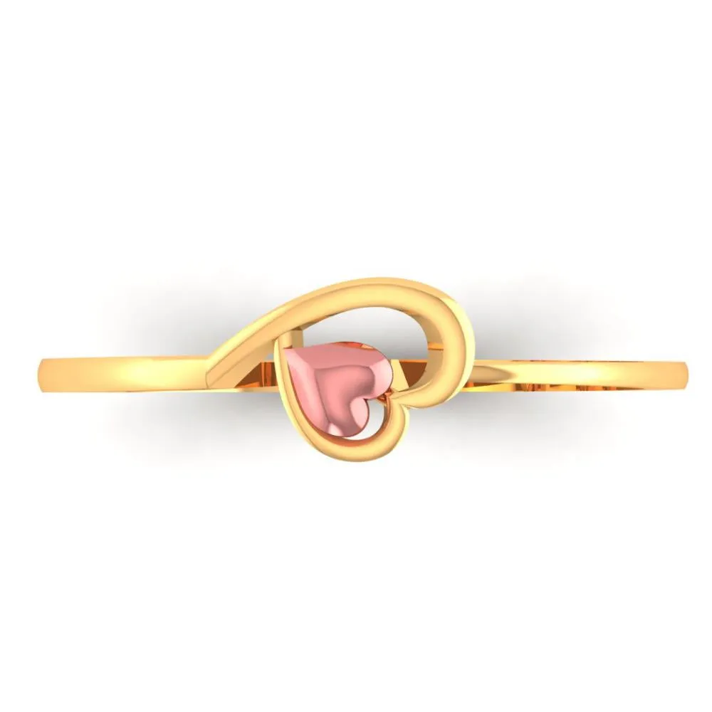 18k Double Hearts Style Gold Ring