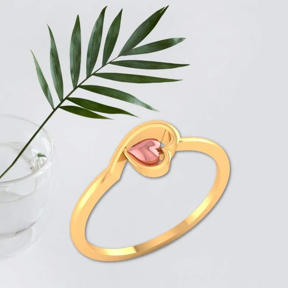 18k Double Hearts Style Gold Ring