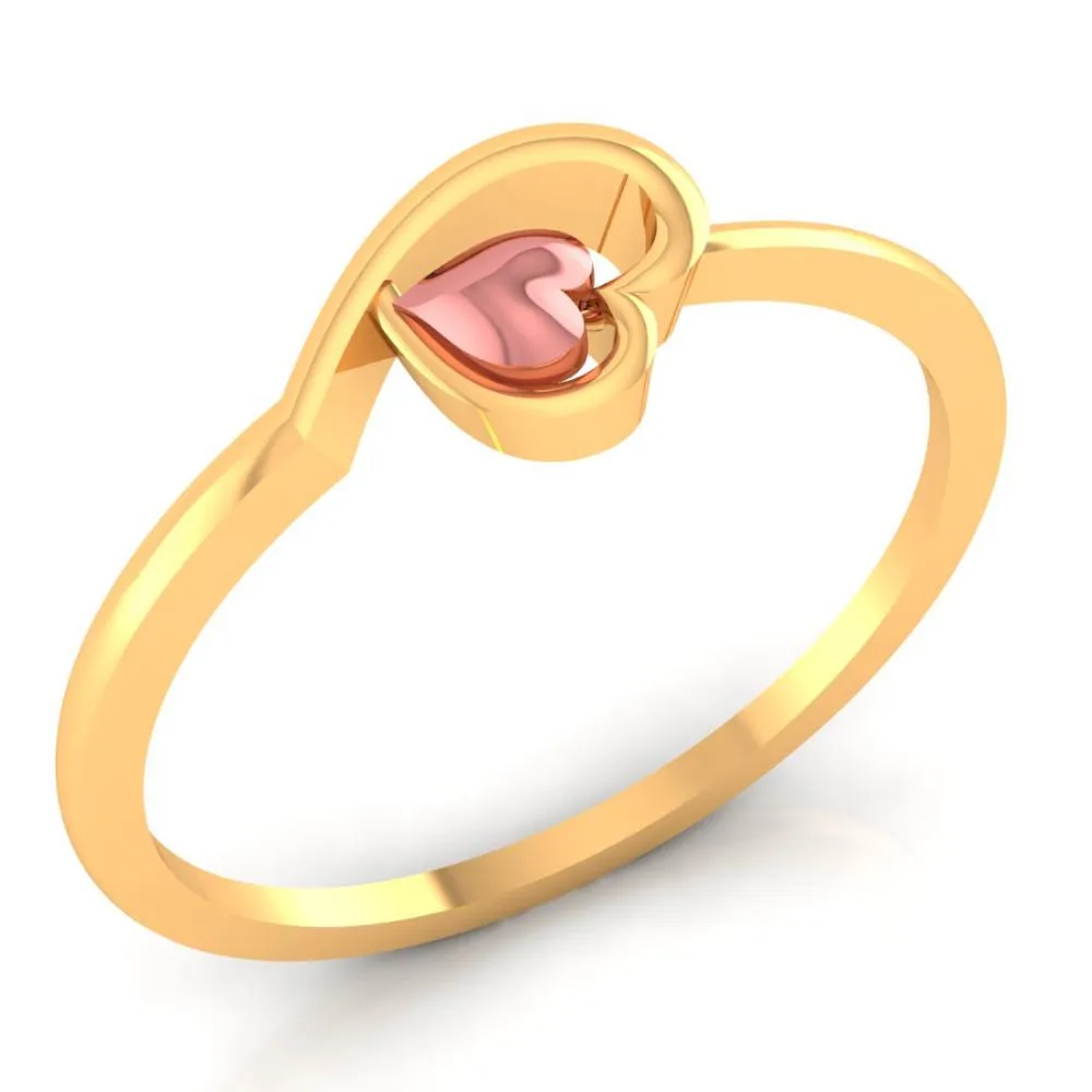 18k Double Hearts Style Gold Ring
