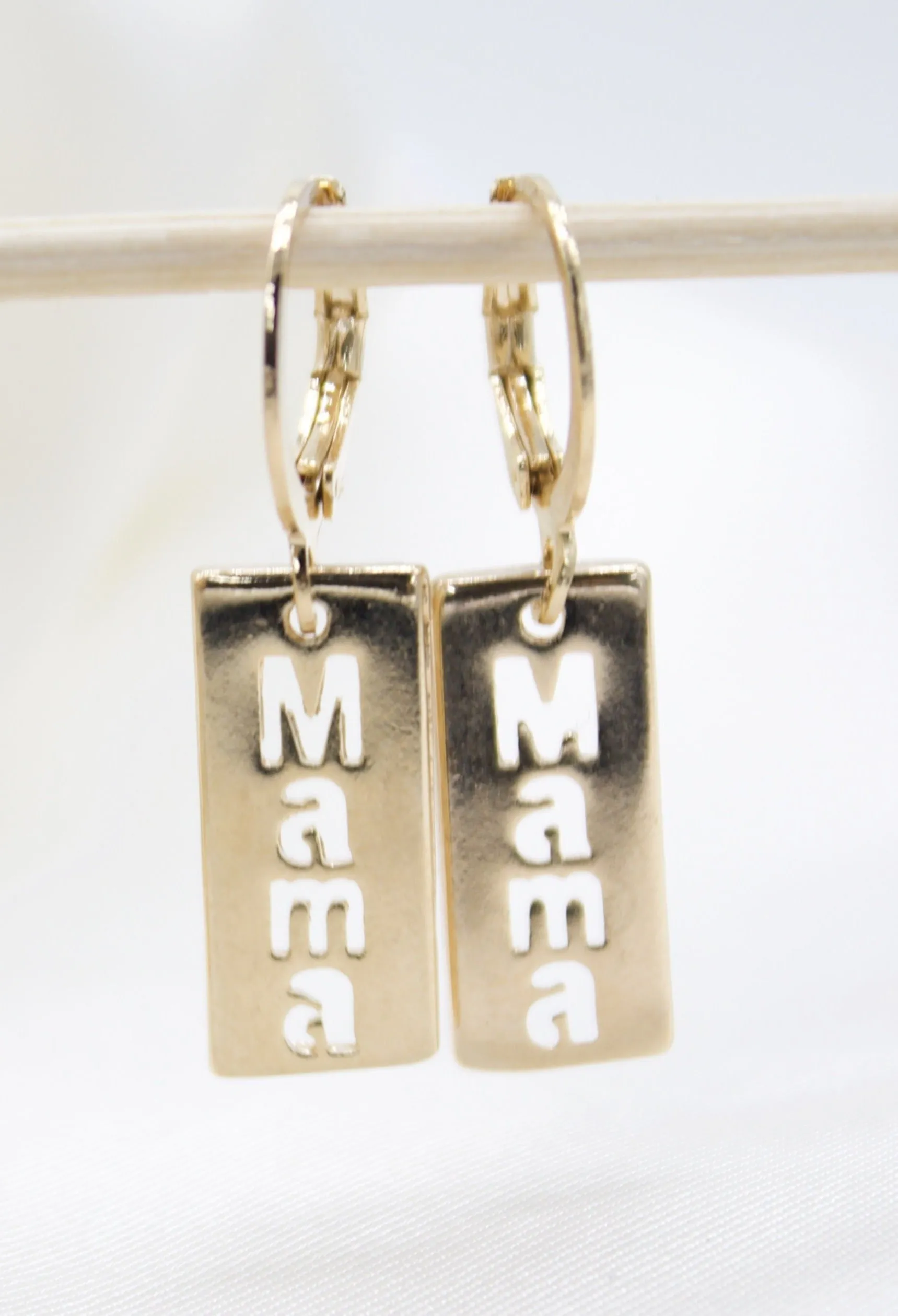 18K Gold Filled MAMA Huggie Dainty Hoop Earrings (L209)
