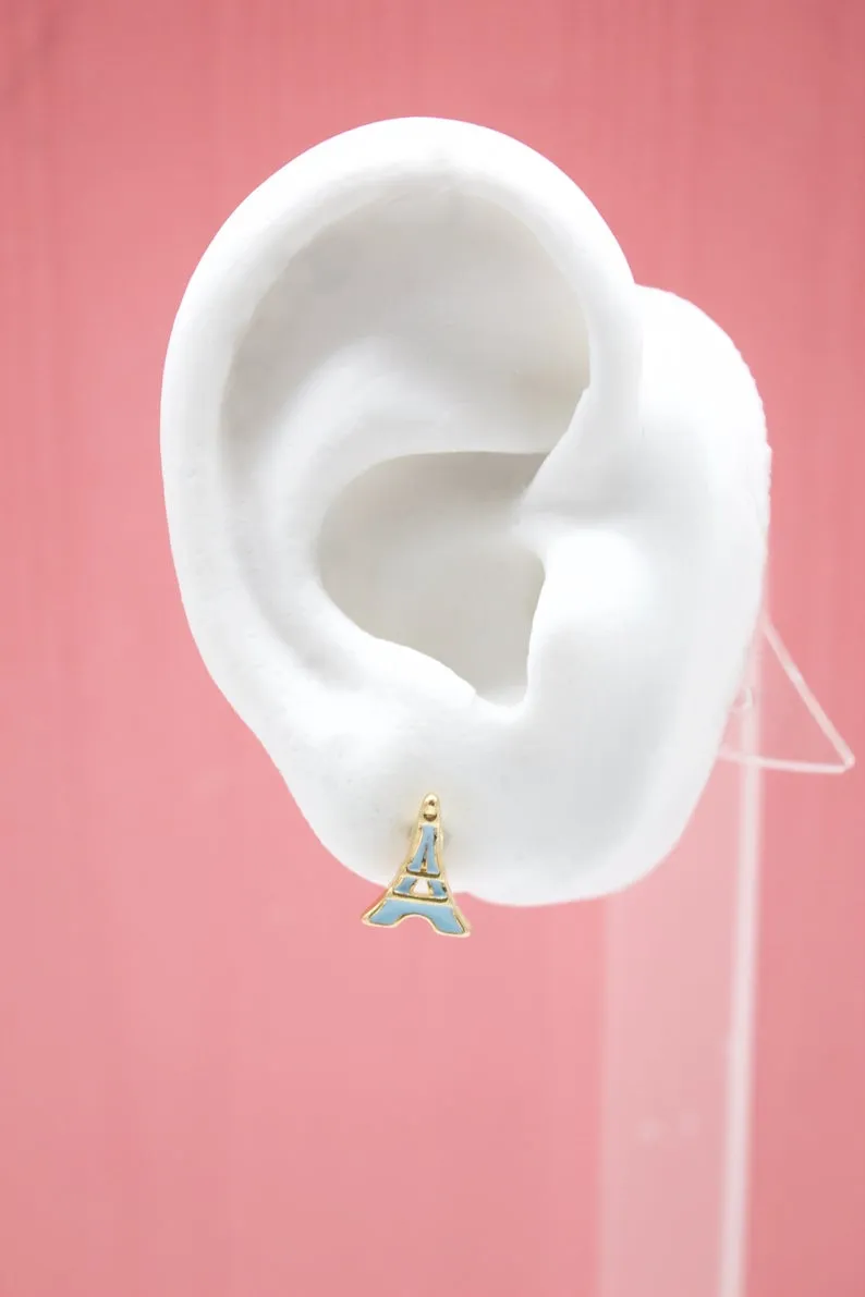 18K Gold Filled Paris Eiffel Tower Stud Earrings