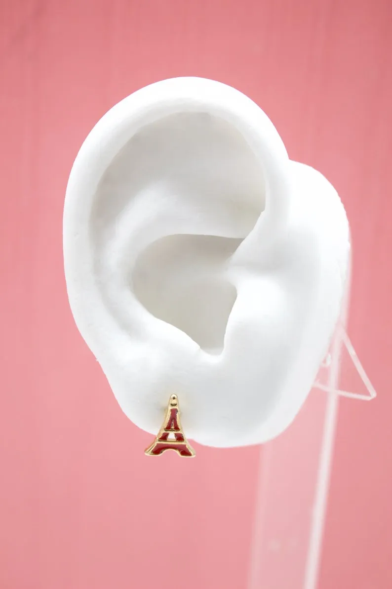 18K Gold Filled Paris Eiffel Tower Stud Earrings