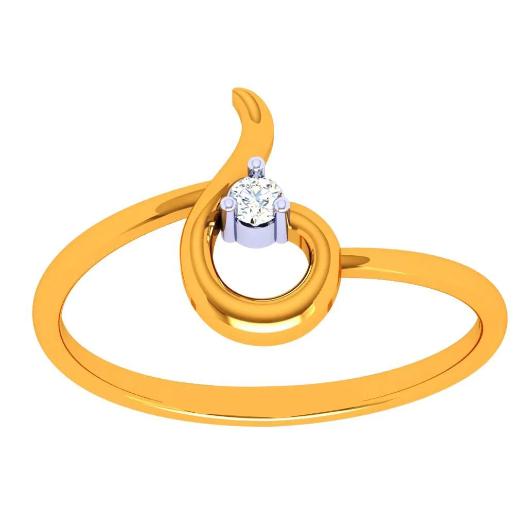 18k Modern Diamond Droplet Ring