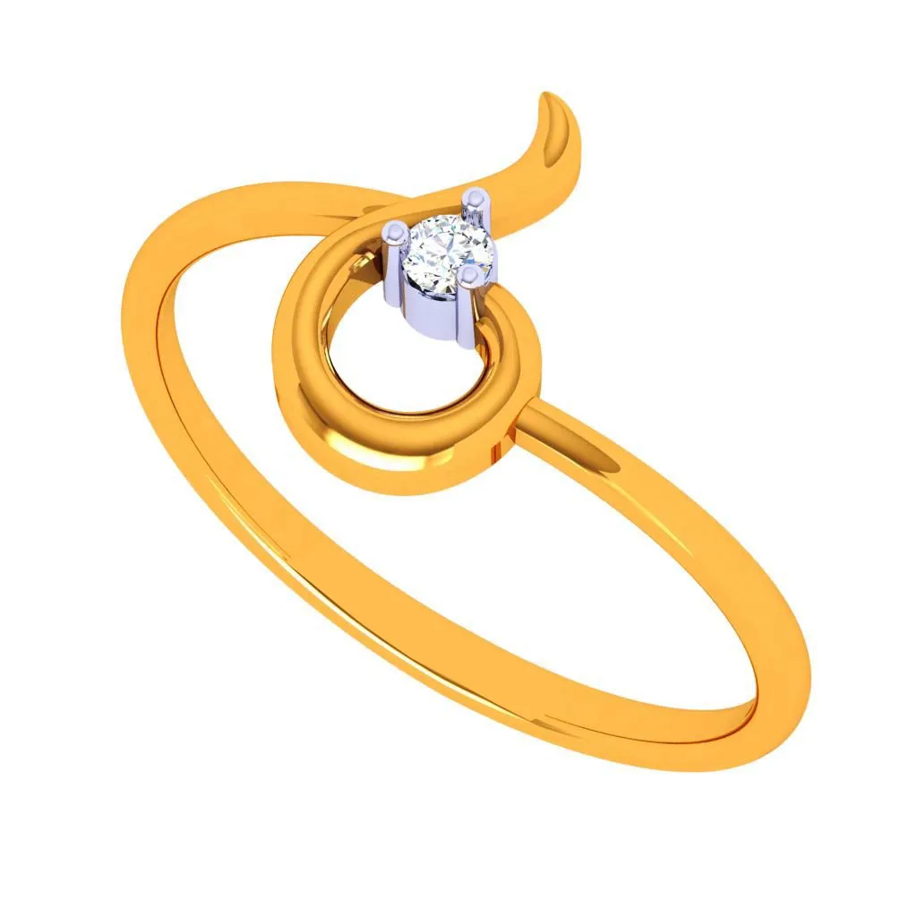 18k Modern Diamond Droplet Ring