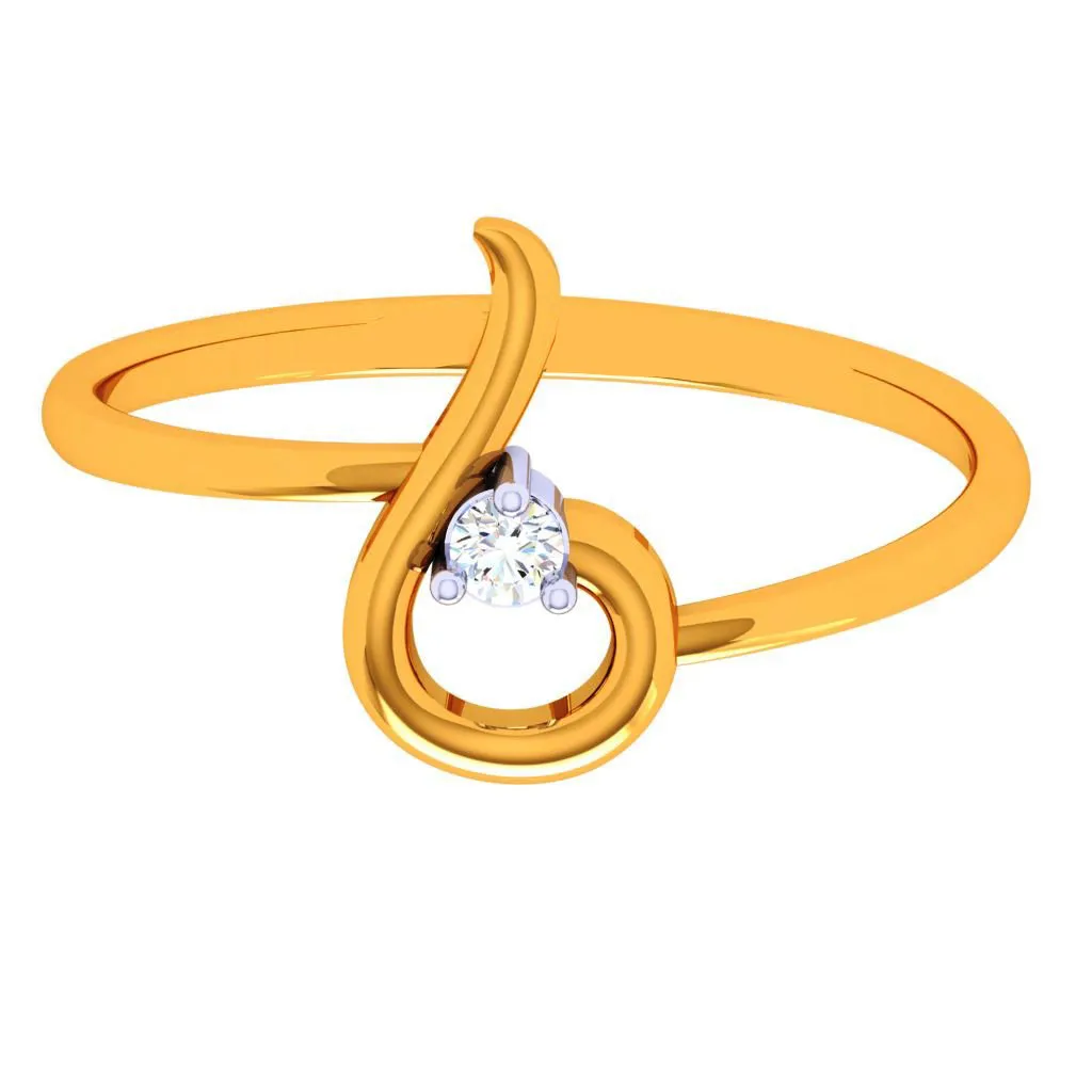 18k Modern Diamond Droplet Ring