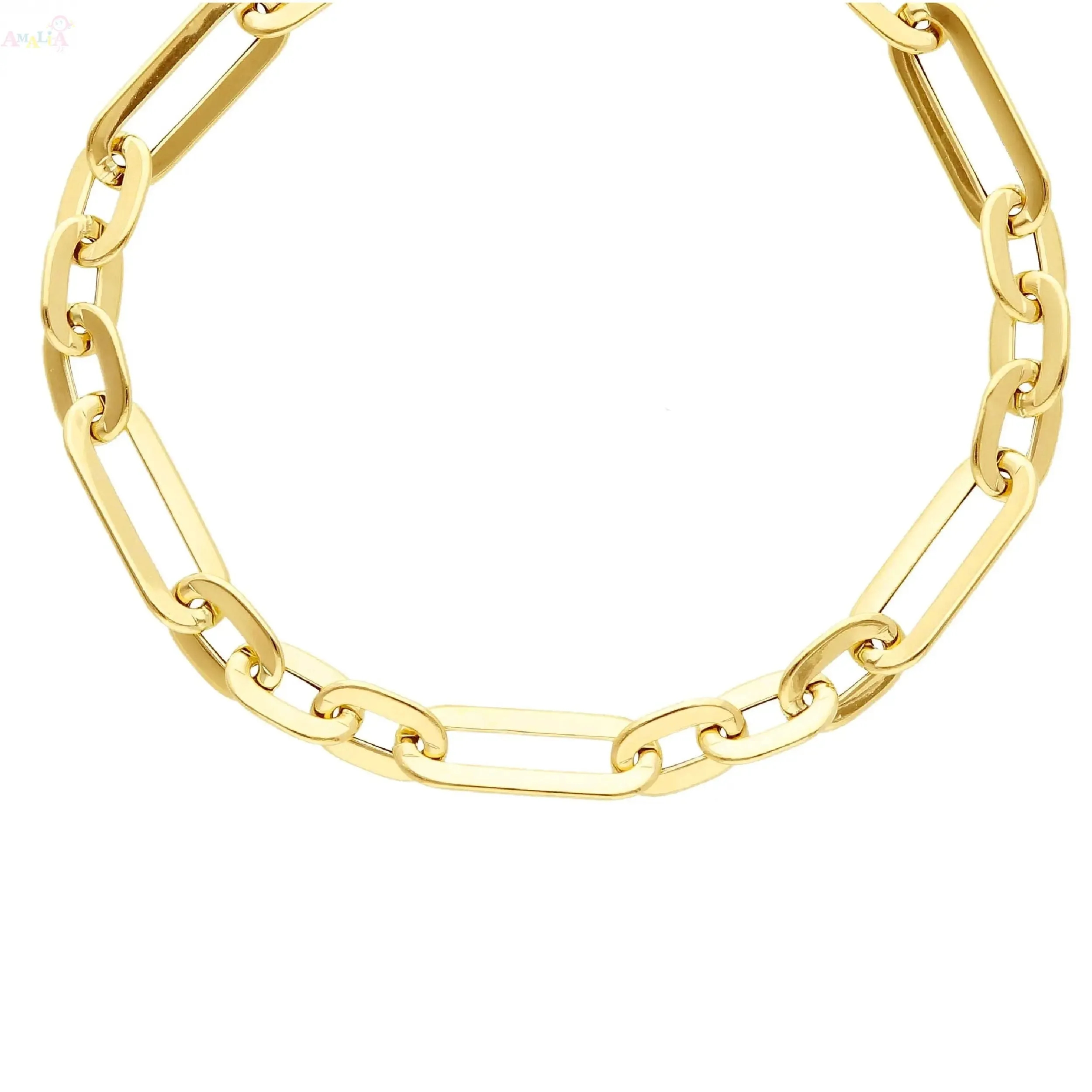 18K Solid Yellow Gold Polished Hollow Links Bracelet