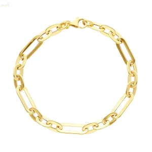 18K Solid Yellow Gold Polished Hollow Links Bracelet