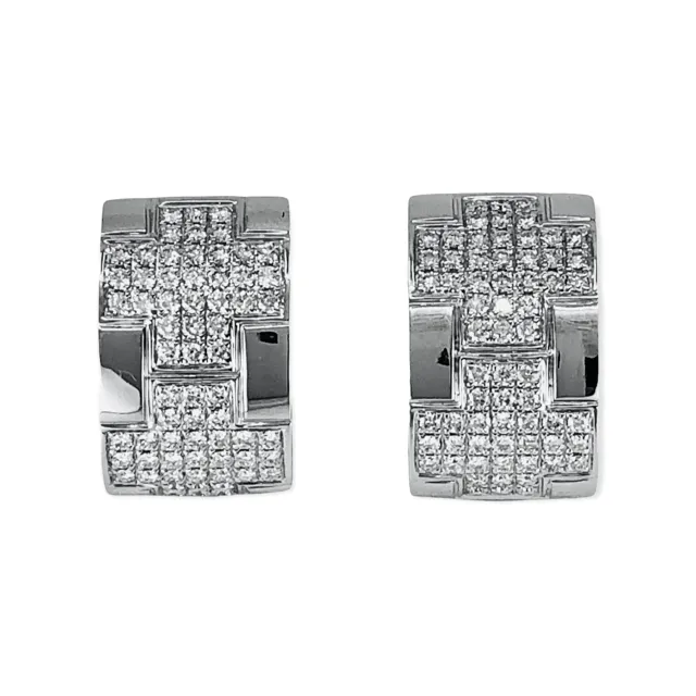 18K White Gold Tdw. 1.55ct Diamond Huggie Earrings - 20719418