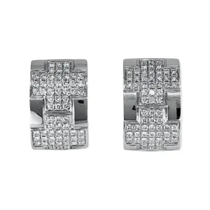 18K White Gold Tdw. 1.55ct Diamond Huggie Earrings - 20719418