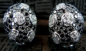 18K White Gold with Black and White Diamond Polka Dot Earrings