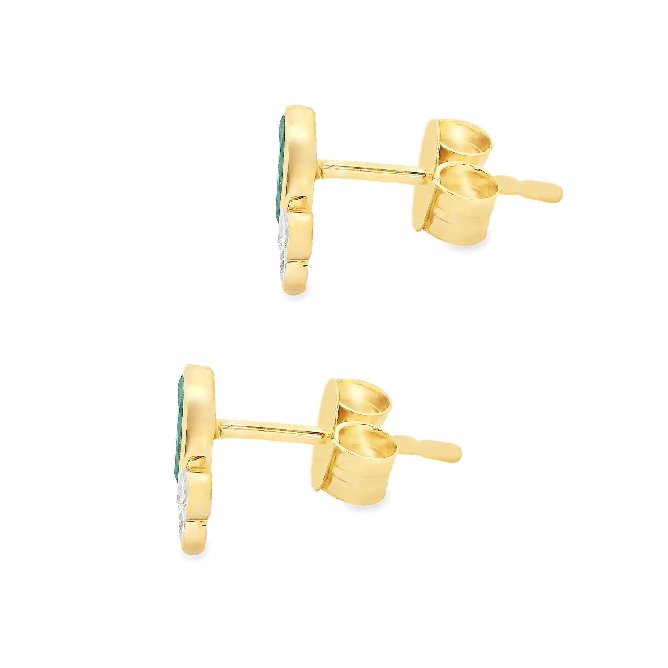 18k Yellow Gold Diamond and Emerald Earrings