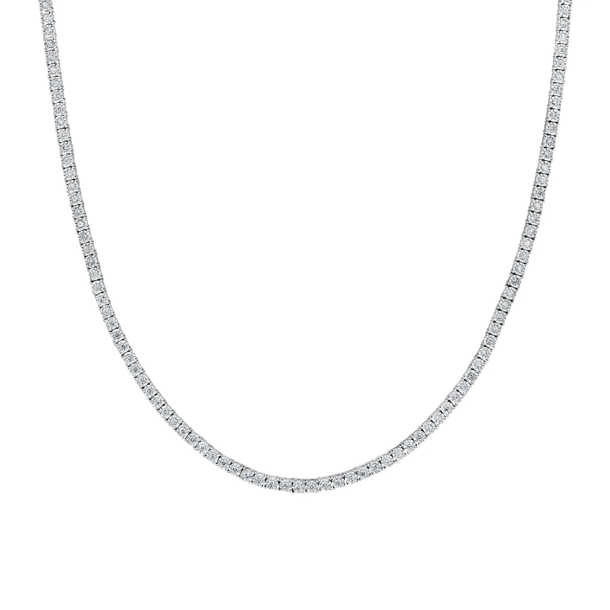 2 7/8ctw Round Diamond White Gold Tennis Necklace | 20 Inches